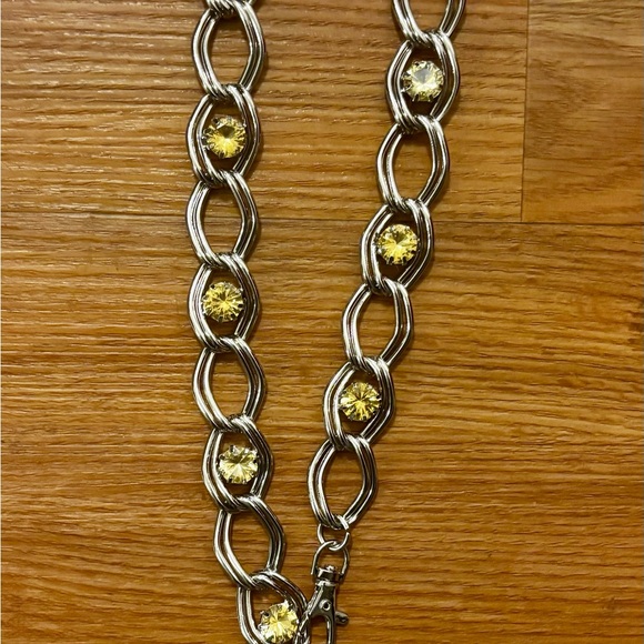White House Black Market Chain Woman Lg belt Yellow gems Chain tassel No flaws - Picture 8 of 14